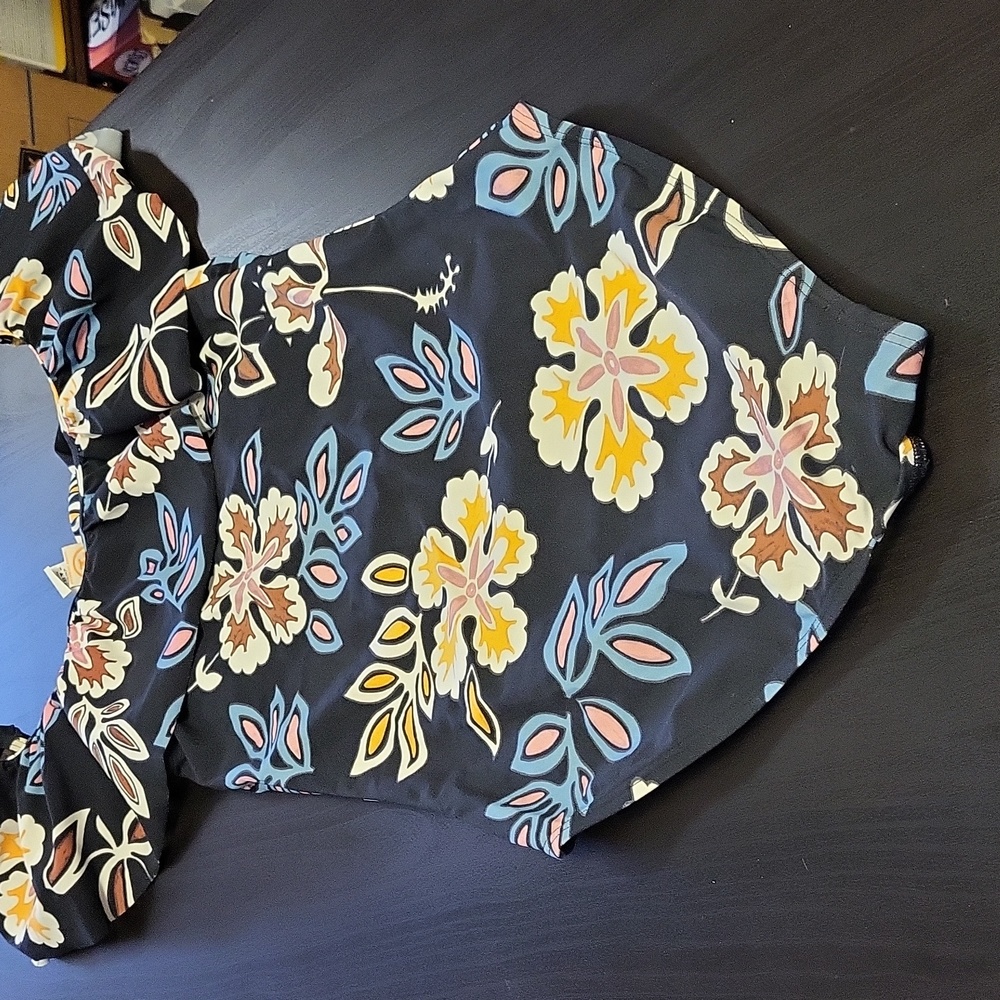 Tory Burch Hopewell Ruffled One Piece Swimsuit Flowers Off-The-Shoulder Size XS - Picture 8 of 8